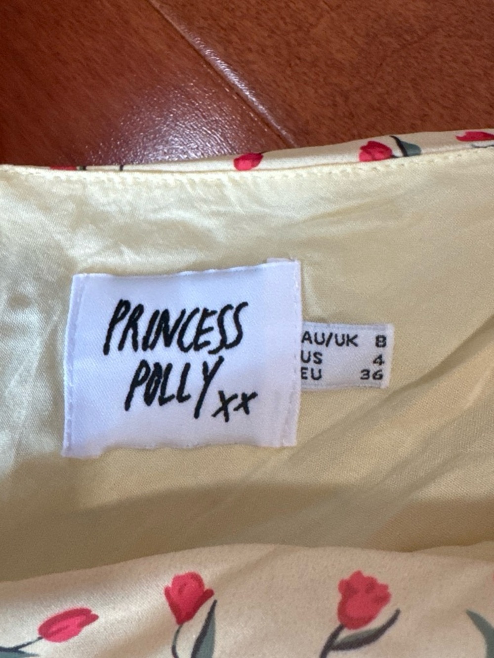 Princess Polly Pale Yellow Maxi Dress with Pink Floral Tulips